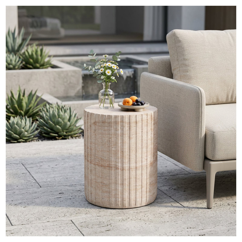Table d'appoint carrée en béton Travertine