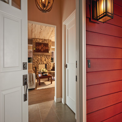 Addison Handleset with Deadbolt and Accent Door Lever and Rosette