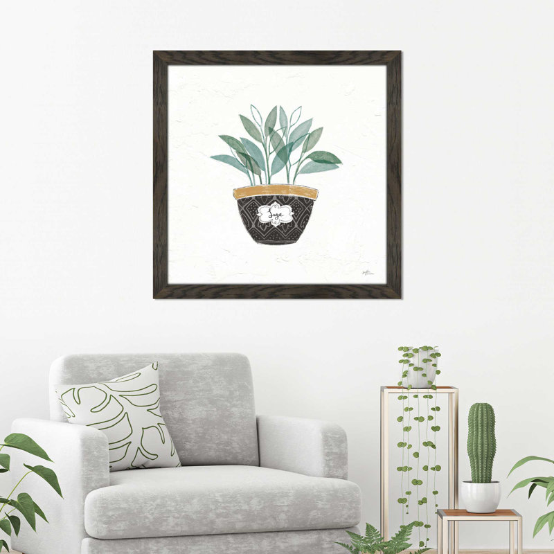 Fine Herbs VII - reproduction sur toile, H 21,5 po x l 21,5 po x P 0,75 po, Cadre chocolat patiné