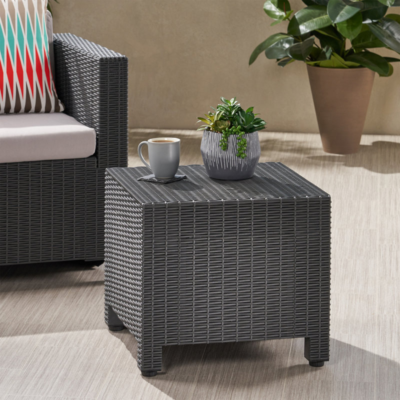 Table d'appoint Jordan Rattan, Gris foncé