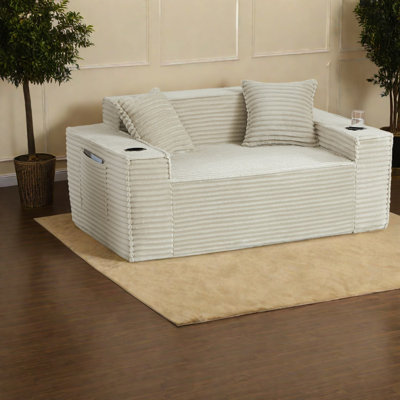 Compression Sofas With Storage, Corduroy 61 Inch Modern Compact Home Couch