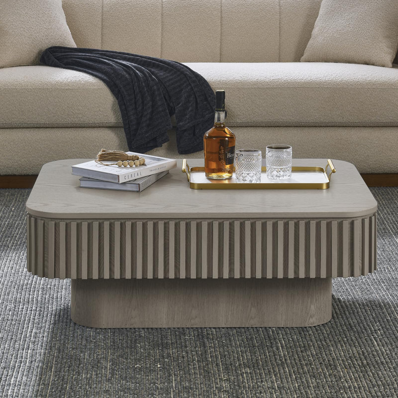 38.6" Lift-Top Gray Coffee Table with Hidden Storage, Gray