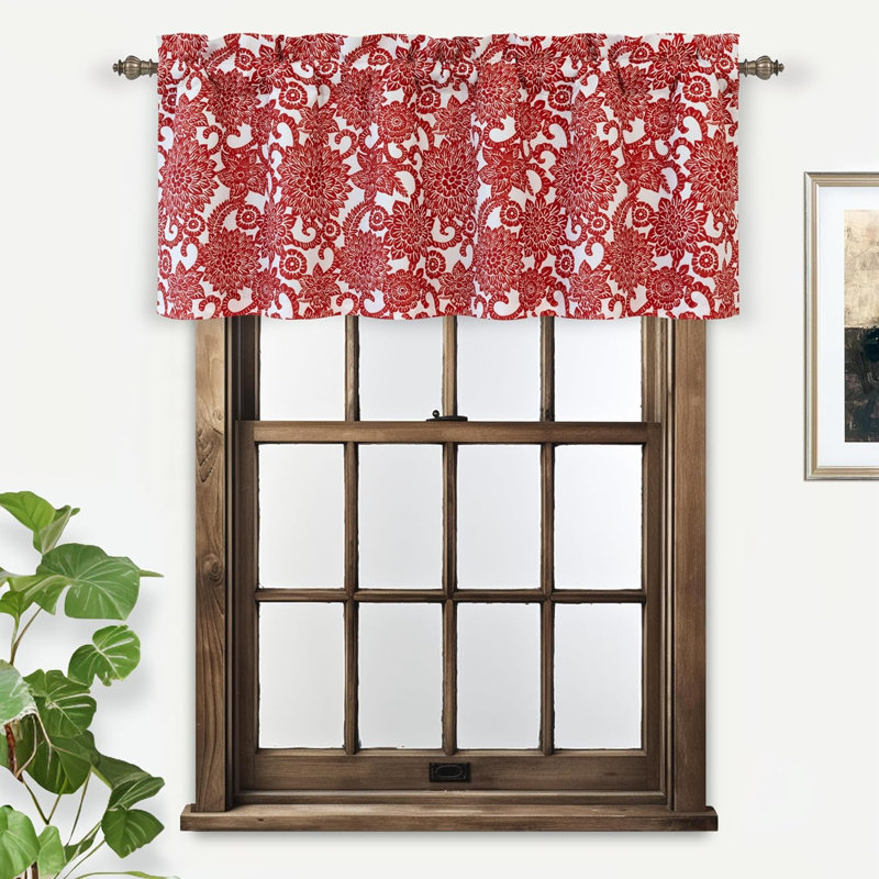 Cantonnière florale sur mesure 52 po, Rouge
