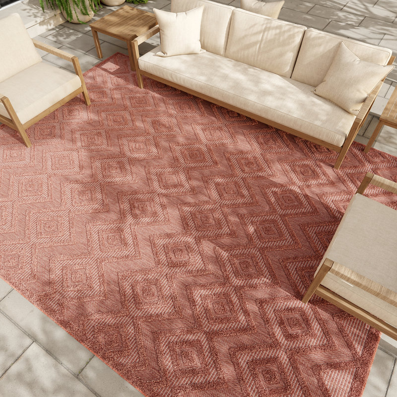 Tapis intérieur / extérieur à motif de losanges / intérieur fondé Select Foundry Select, Rectangle 5 pi x 7 pi