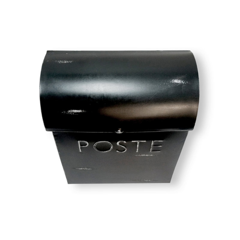 Rustic Black Steel Wall Mounted Mailbox with Newspaper Holder