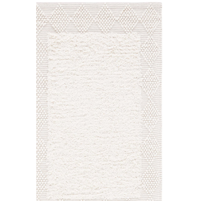 Tapis de couleur unie en laine / coton tissé à la main Natura en ivoire, Rectangle 4pi x 6 pi