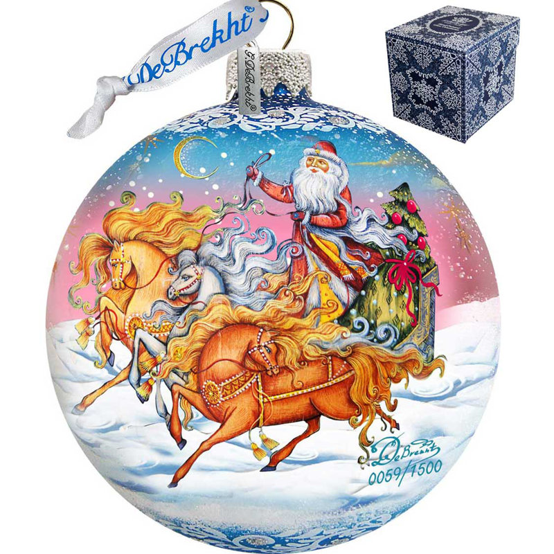Holiday Splendor 5.5'' Handmade Glass Ball Ornament, Christmas 16, 5.5" H x 5" W x 5" D