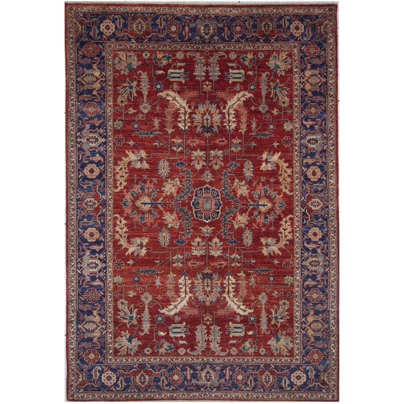 One-of-a-Kind 5'10" X 8'10" Wool Area Rug Red/Navy/Beige