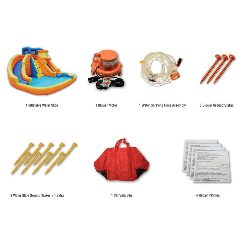 Drop Zone Multi-Color Inflatable Water Park with Slide and Cannon