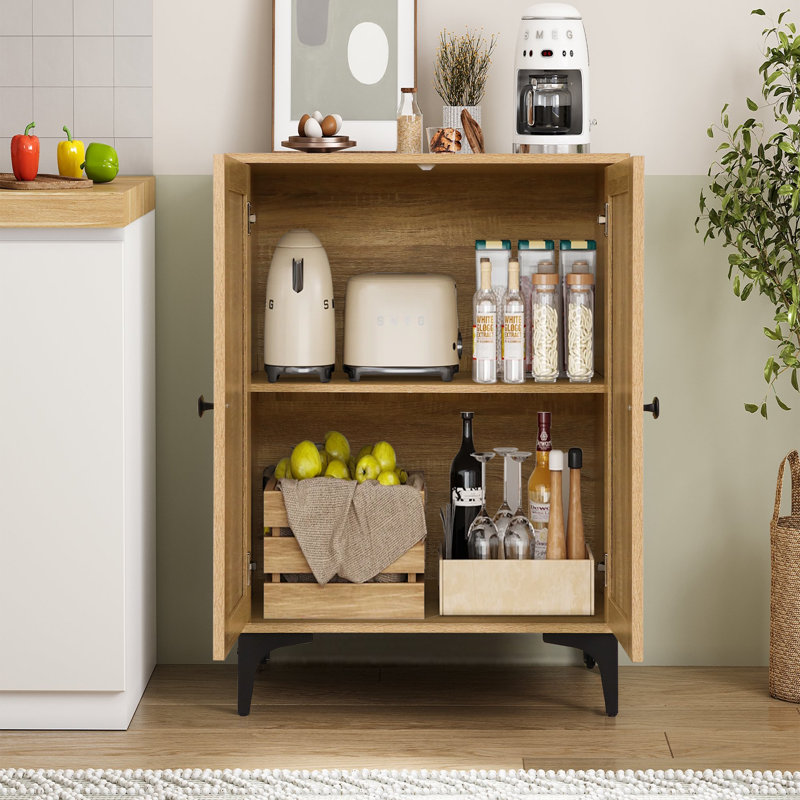 23.6" Wide Boho Rattan Sideboard Buffet Cabinet-2 Doors
