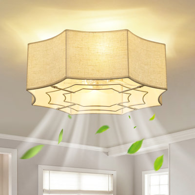 Ventilateur de plafond en cage 19,3 po avec abat-jour en tissu, ensemble d'éclairage et télécommande Boho