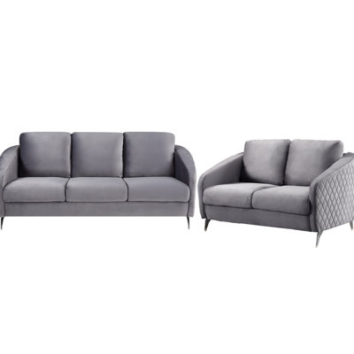 Glimmer Gray Velvet Living Room Furniture And Non-removable Seat Cushions & Style Luminous With Pocket Coil Springs Comfort