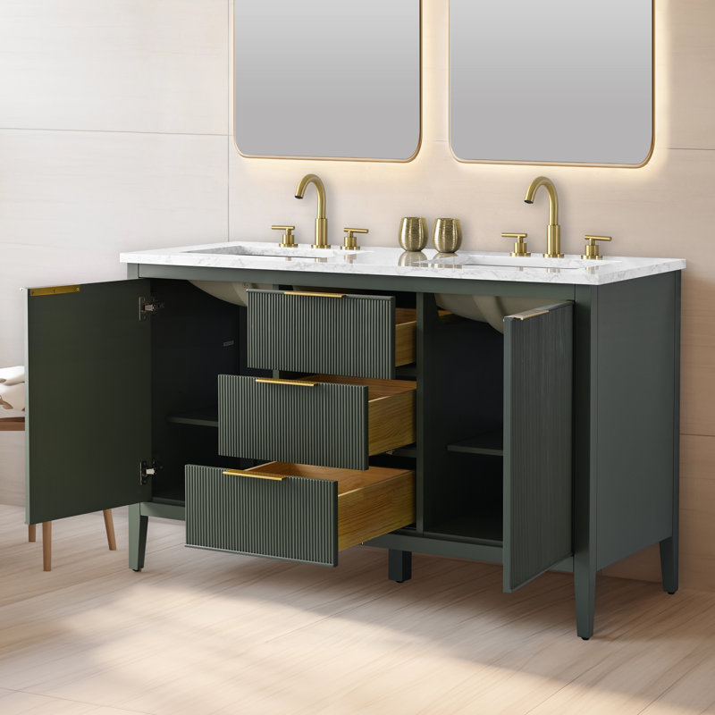 Bilroy 54" Double Vanity, Vintage Green/Brushed Bronze