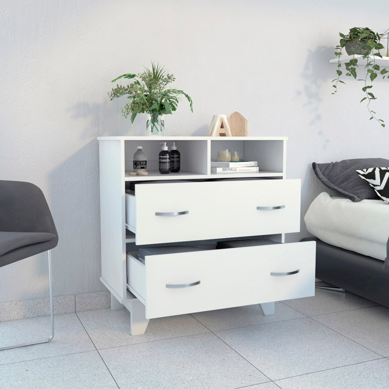 Commode double 8 tiroirs l 32 po, Blanc