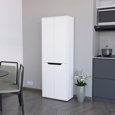 5-Shelf White Kitchen Organizer - Two Cabinets For Efficient Storage Approach With 5 Shelves Versatile Organization