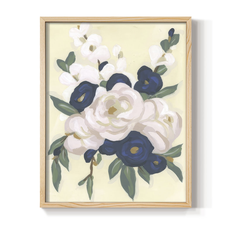 «Garden Party Bouquet I», reproduction encadrée - bois massif, Naturel, H 11 po x l 9 po