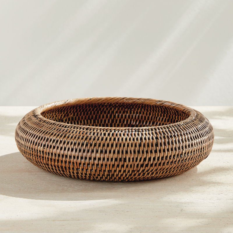 BURMA RATTAN SHALLOW DISPLAY BOWLS