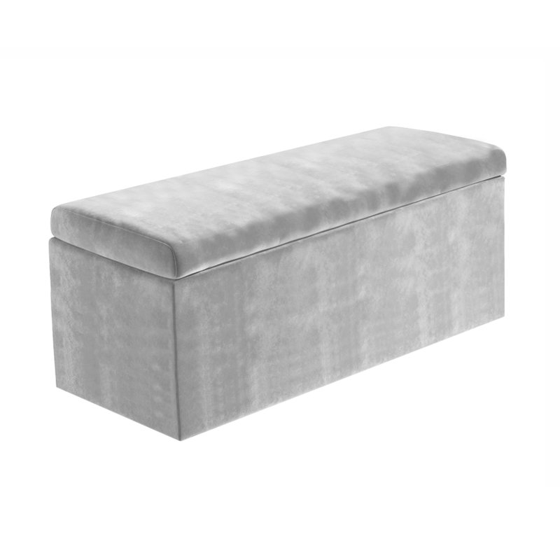 Safar Large Plush Velvet Ottoman Storage Box with Plain Lid Multi Functional Upholstered Blanket Box, Silver Plush Velvet