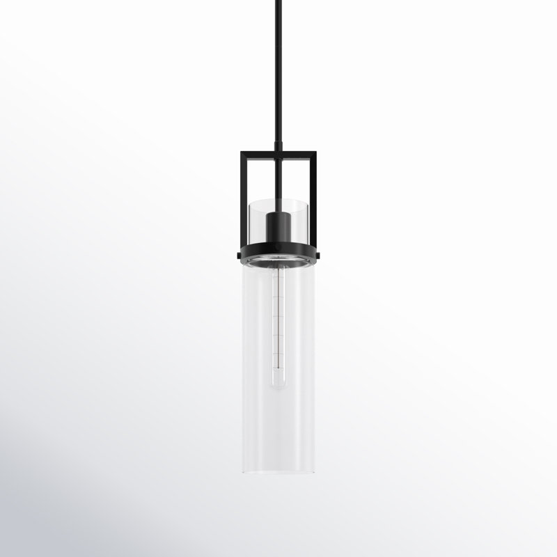 Luminaire suspendu 30 po Great Smoky, H 17,63 po x l 4,25 po x P 4,25 po, Clair, Noir mat