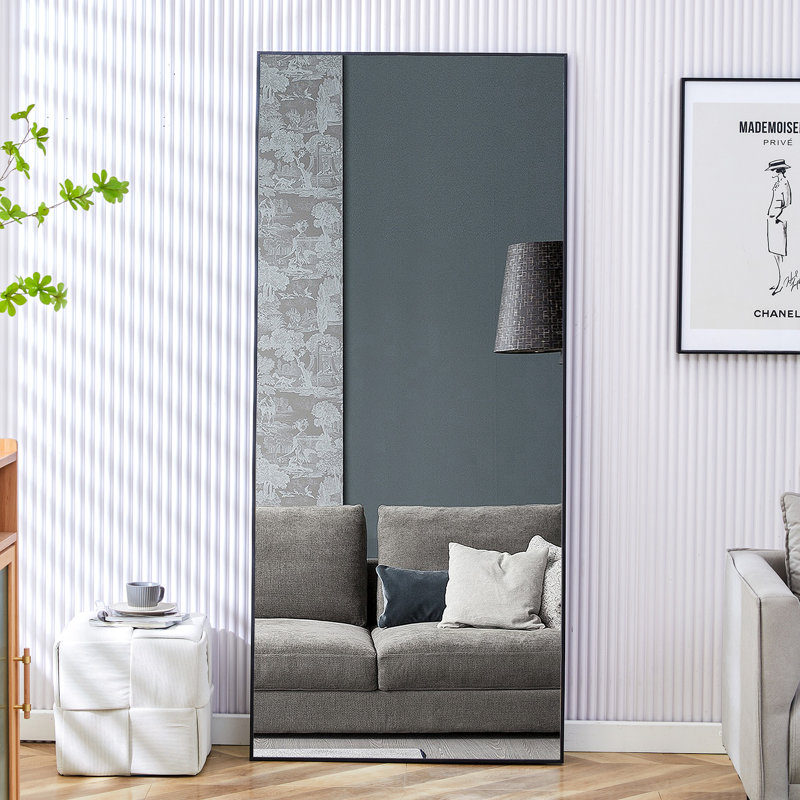 Fourth Generation  Solid Wood Frame Full-Length Mirror (Includes Mirror Only), Black