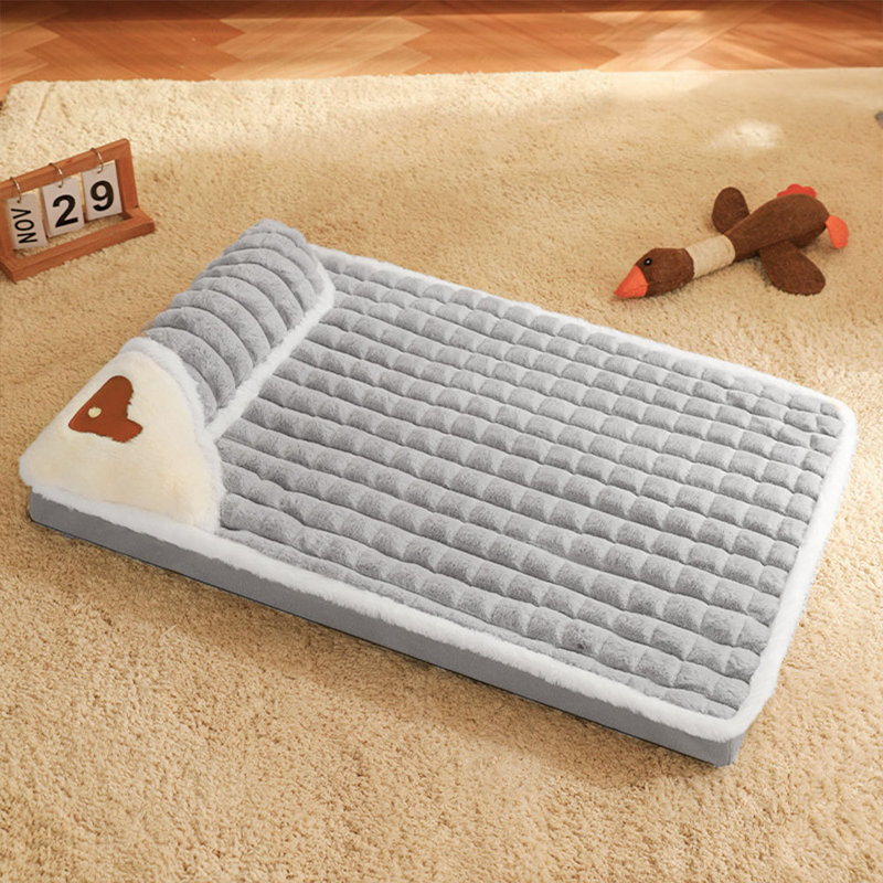 Seabron Faux Fur Pet Bed, 8cm H x 60cm W x 40cm D, Grey