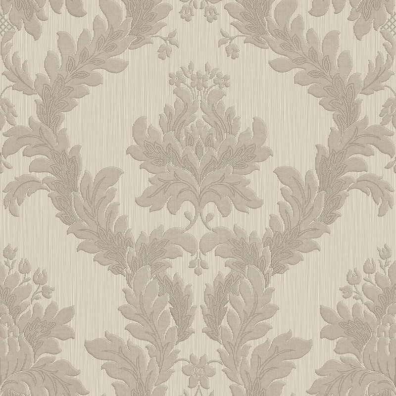 10m x 53cm 3D Embossed Matte Wallpaper Roll, Beige/Grey