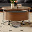 Ensemble de tables basses rondes en noyer fritté et en bois manufacturé