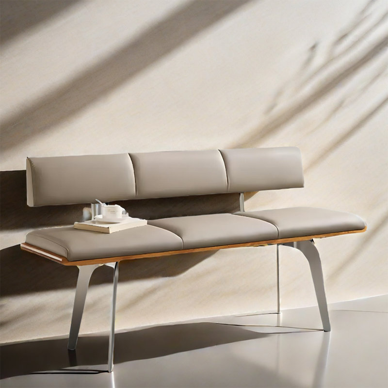 Banc rembourré en similicuir, H 29,53 po x l 62,99 po x P 17,32 po