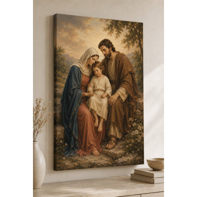 Grande étreinte de la Sainte Famille, art mural sur toile 24 x 36 pouces, Jésus Marie et Joseph, décoration spirituelle pour la maison, prêt à être suspendu