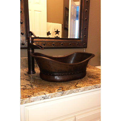 20" Bath Tub Vessel Hammered Copper Sink