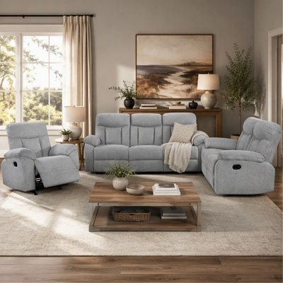 Chenille Double Reclining Sofa for Living Room Comfort
