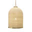 Bell Shaped Natural Rattan Pendant with Satin Brass Trim