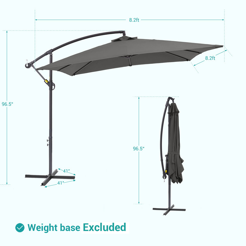 Vincenza 98.4" Cantilever Umbrella with Crank, Gris