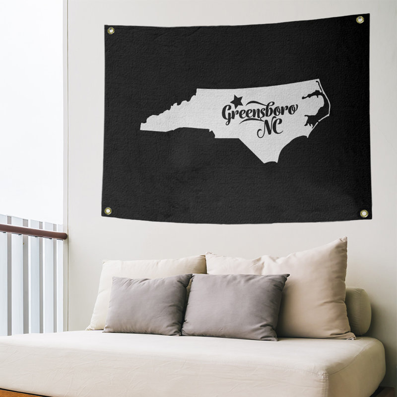 Tapisserie murale greensboro north caroline, H 59 po x l 80 po, Noir
