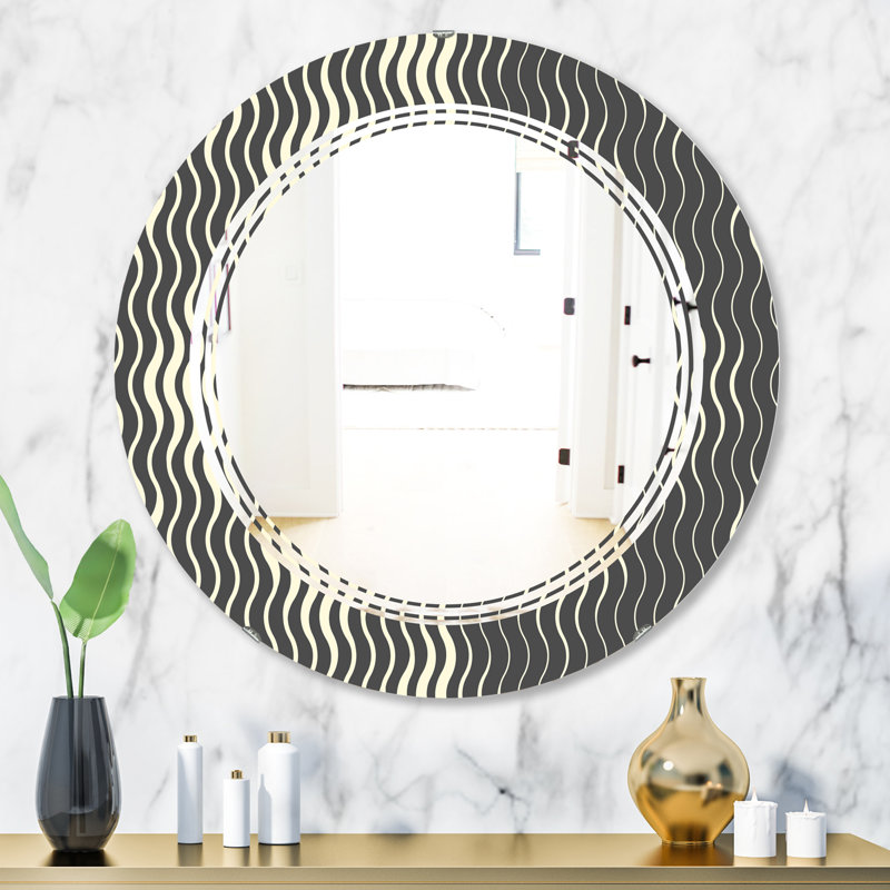 Triple C Geometrical Abstract Minimal V Modern Wall Mirror, 23.6" H x 23.6" W