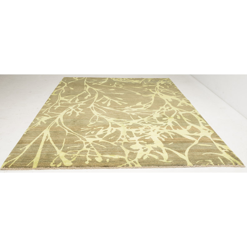 Handmade Cotton and Silk Abstract Area Rug