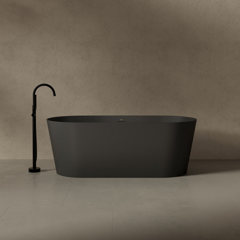 Baignoire de trempage autoportante de 61 po x 28 po avec trop-plein et bonde escamotable pour salle de bain Monblari