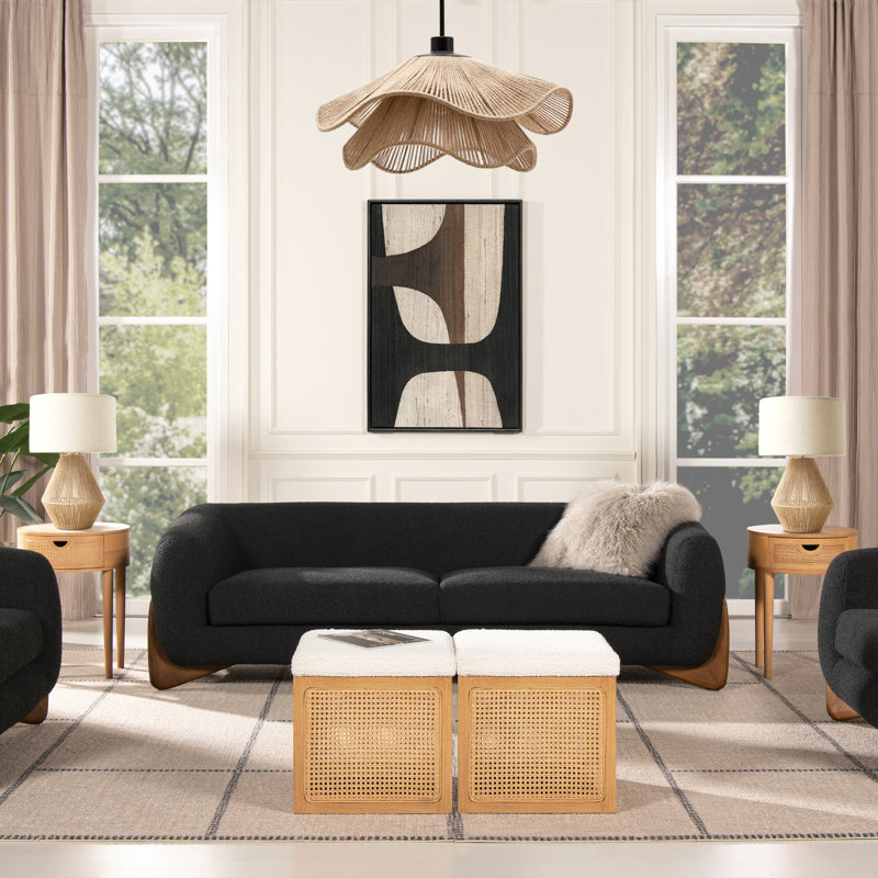 Amala Upholstered 90.5'' Sofa, Black Boucle
