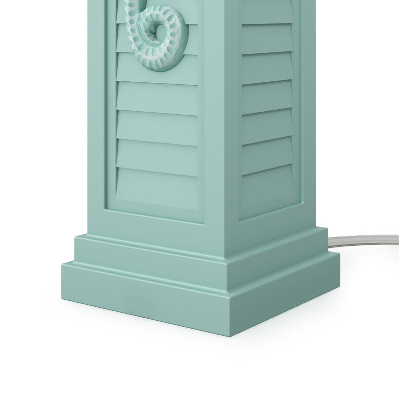 Sea Horse Shutter 32” Coastal Lamp with USB, Teal