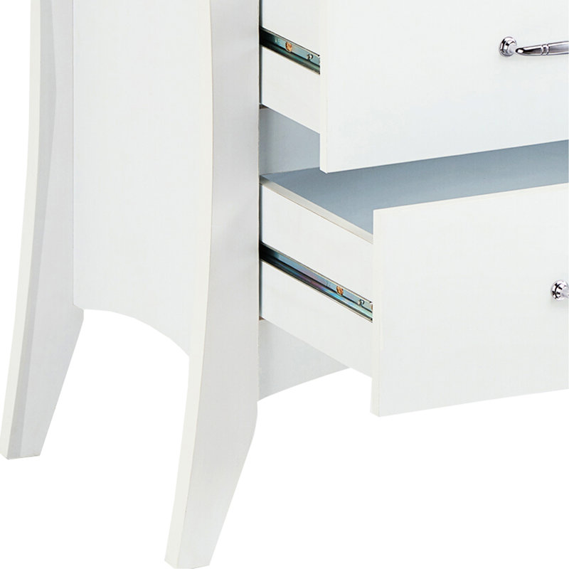 Table d'appoint rectangulaire blanche avec 2 cadres en bois, pieds fuselés, 25 po x 24 po