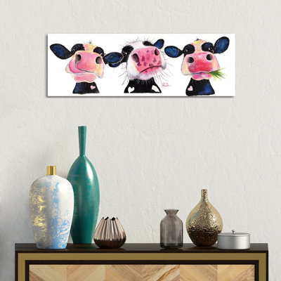 The Nosey Cows by Shirley Macarthur - Wrapped Canvas Print