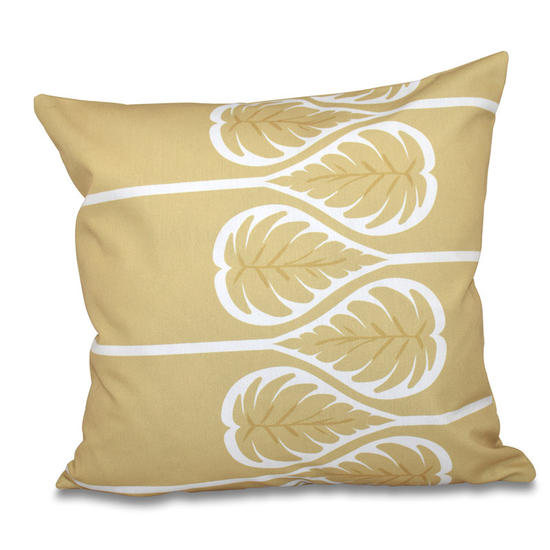 Botanical Blooms Floral Reversible Throw Pillow, 20" H x 20" W, Gold