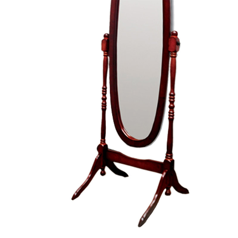 Tall Standing Wooden Floor Mirror With Adjustable Swivel And Oval Shape, A Stylish And Functional Addition To Any Space.