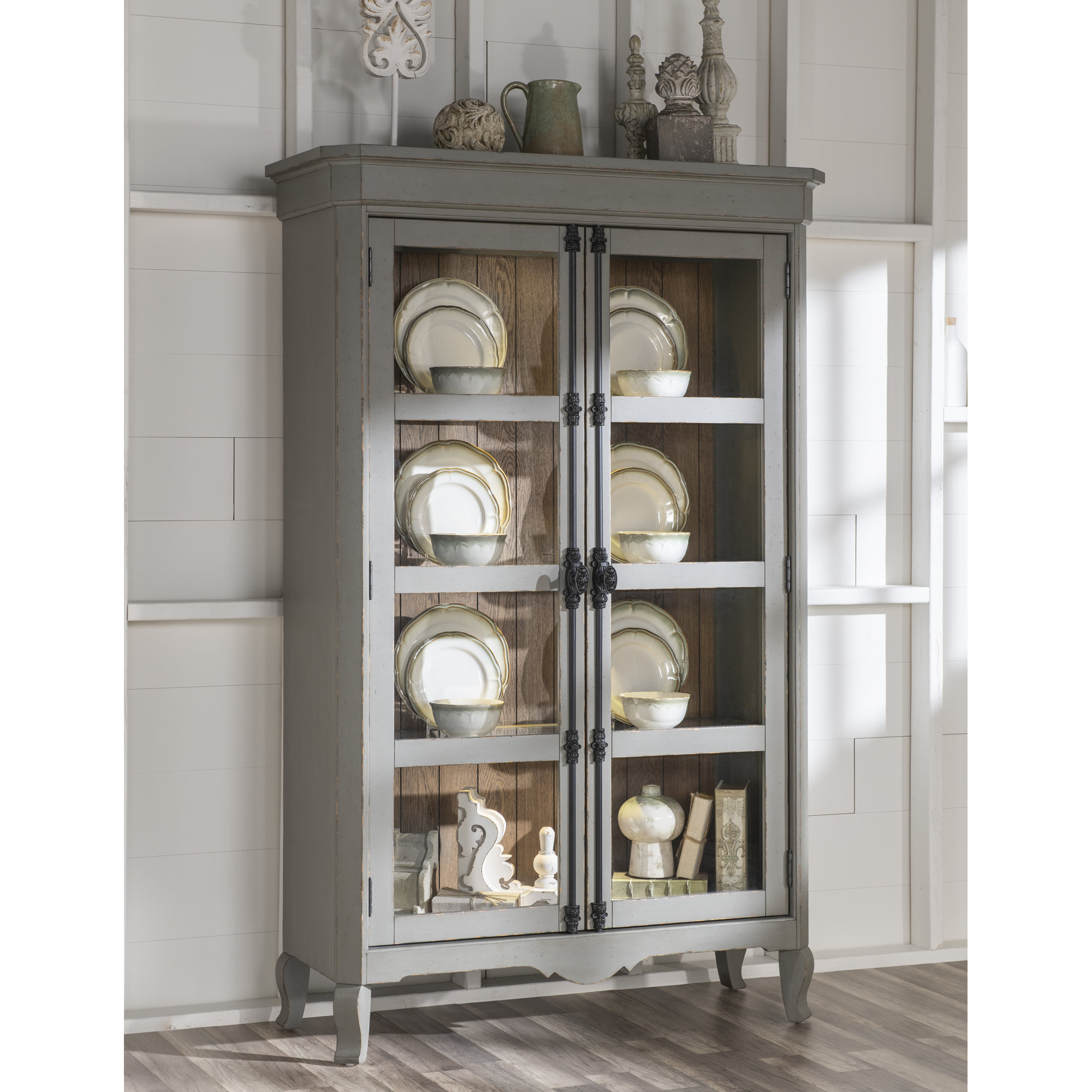 Country Living Display Cabinet 1, Gray/Brown