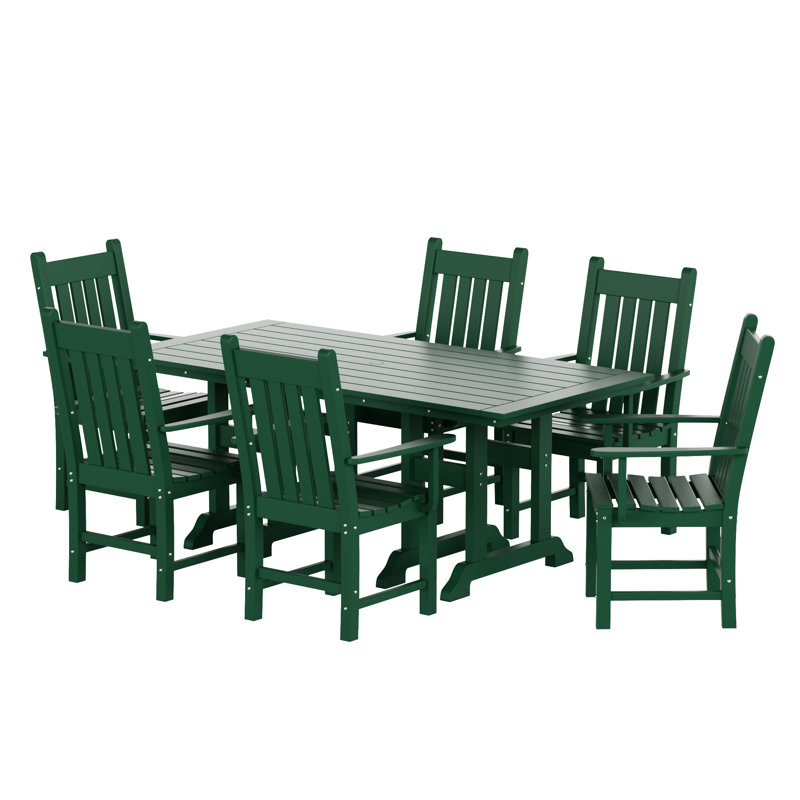 Laguna 6 - Person Patio Dining Set with Rectangular Table, Dark Green