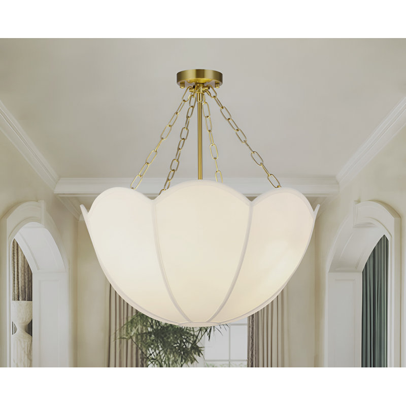 Luminaire suspendu semi-encastré et festonné convertible Stassi Chandelier, Laiton