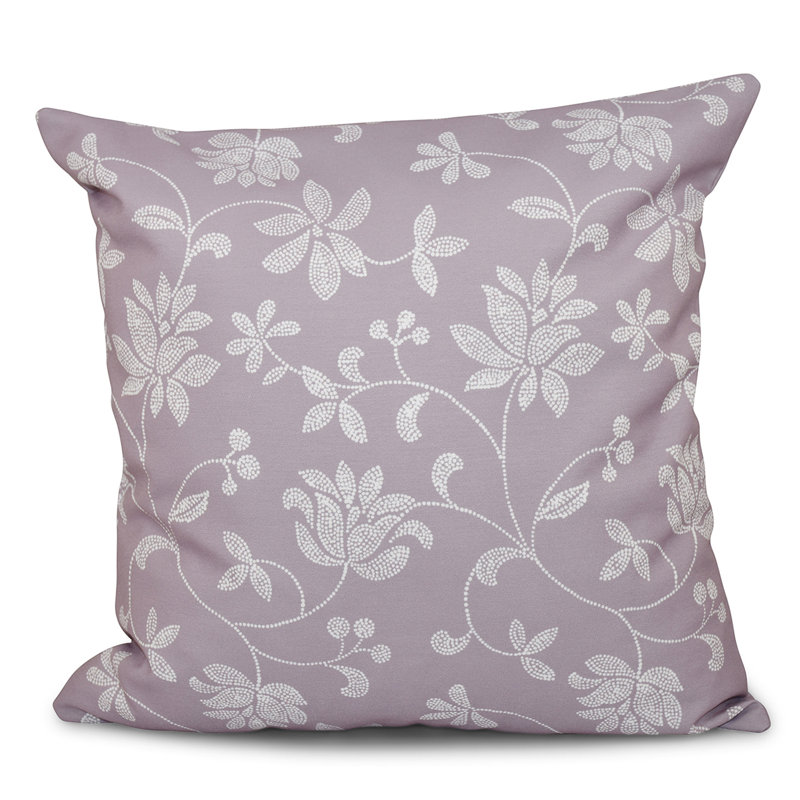 Housse et insert de coussin d'extérieur carré Botanical Blooms, 20 po x 20 po, Mauve, Duvet synthétique