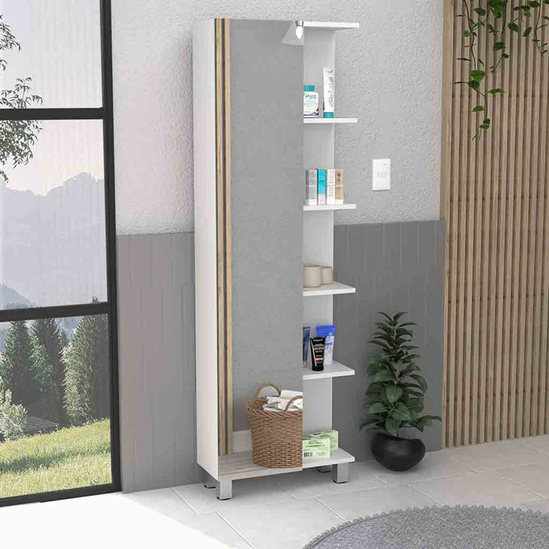 Armoire à linge Miro Reno, quatre tablettes intérieures, finition blanche