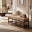 Fabric Upholstered Bench with Shoe Storage