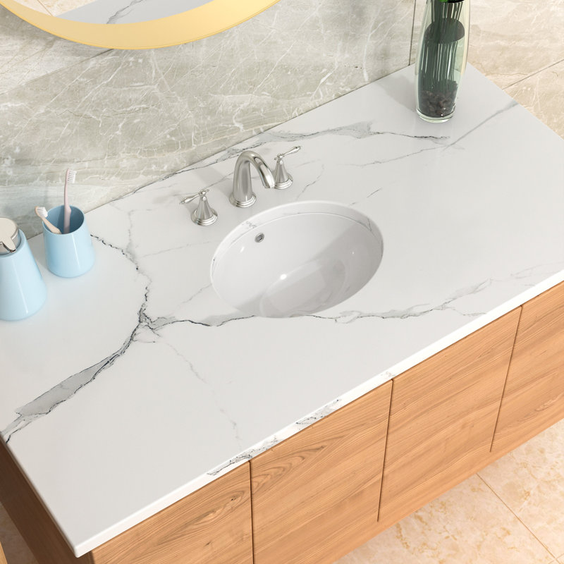 16" x 13" Oval White Ceramic Undermount Bathroom Sink Under Counter Sink